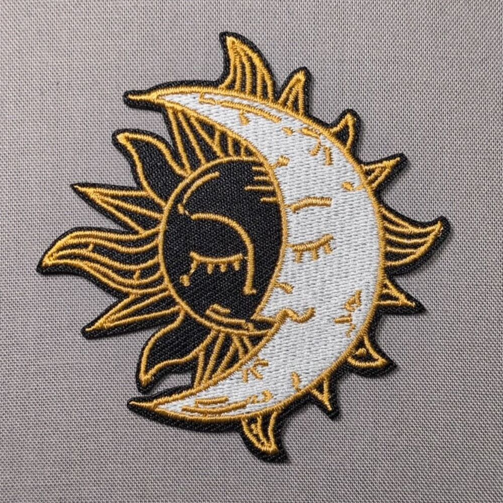 Sun and Moon Embroidered Iron On Patch | Celestial Patch